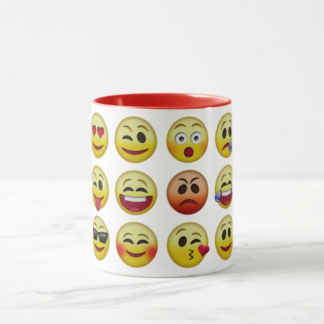 Taza Icono de emoji se enfrenta a la combinación de tec (Centro)