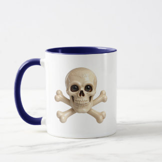 Taza Icono Lindo Realista de Cráneo con Huesos Cruzados