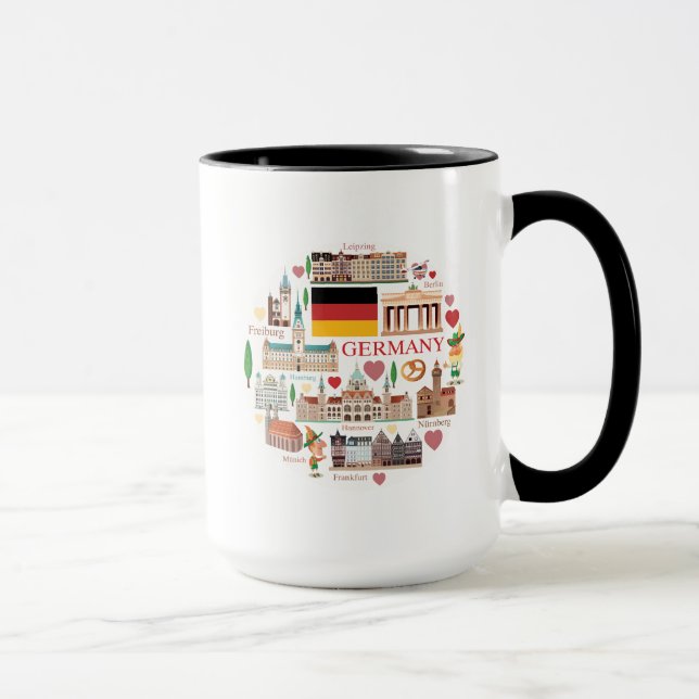 Taza Iconos del viaje de Alemania (Derecha)