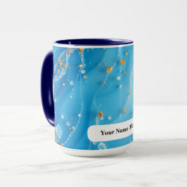 Taza Icy Azure Wave Sea Metallic Swirl