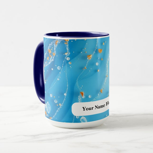 Taza Icy Azure Wave Sea Metallic Swirl (Anverso izquierdo)