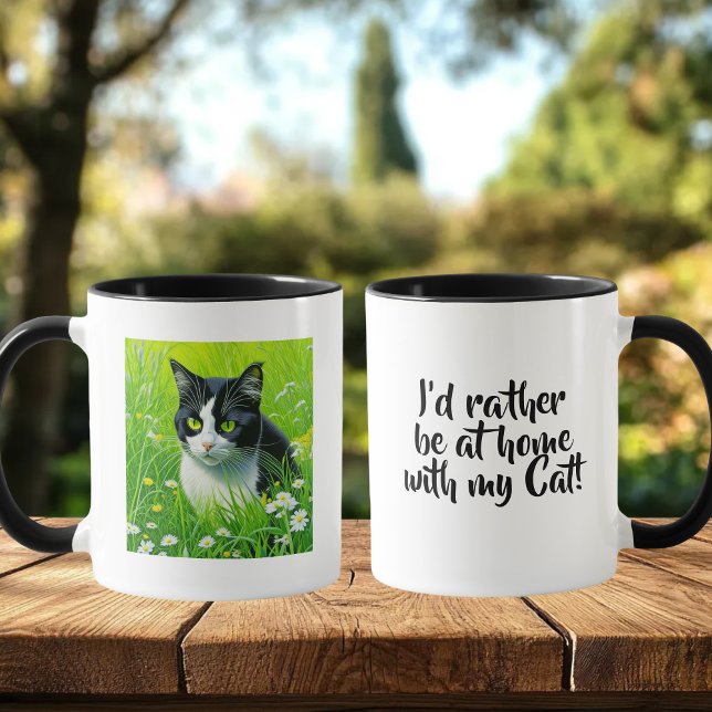 Taza I'd Rather be at Home with my Cat (Subido por el creador)