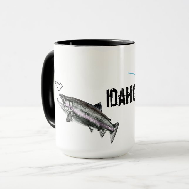 TAZA IDAHO STEELHEAD -AQUÍ PESCADO PESQUERO- GOLPEANDO  (Anverso izquierdo)