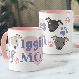 Taza Iggies Dog Mom Italian Greyhound Cute Personalizad