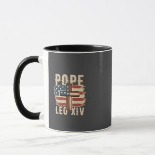 Taza Iglesia Cristiana Papa León XIV Bandera de EE. UU.