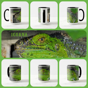 Taza Iguana Verde Primer Plano Fotográfico Personalizad