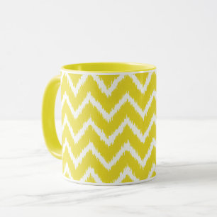 Taza Ikat Chevrons - amarillo y blanco mostaza