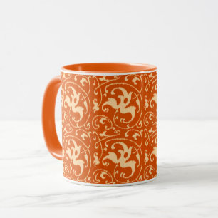 Taza Ikat Floral Damask - Naranja mandarín