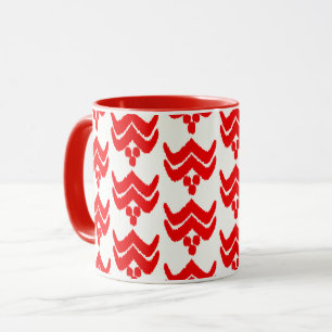 Taza Ikat Stylized Floral - Red y White Mug