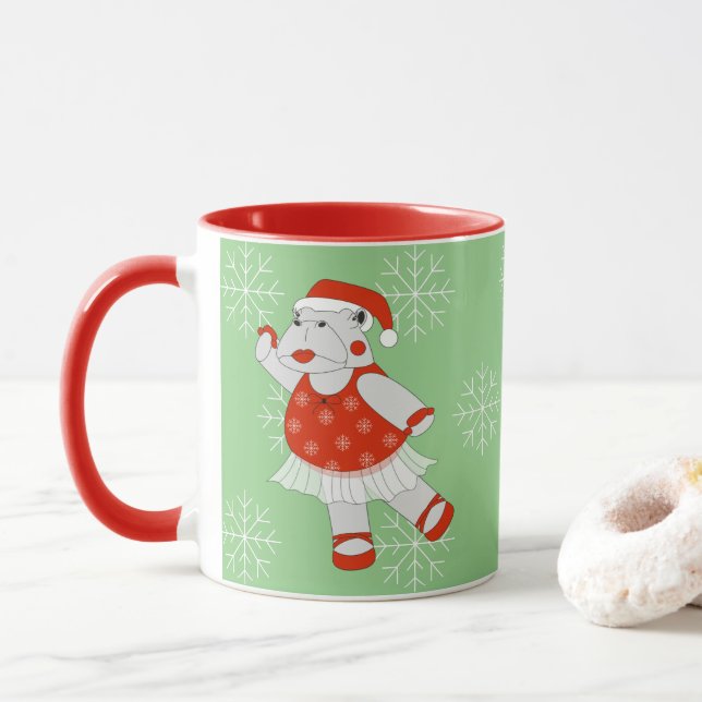 Taza illusima Ballerina Hippo Navidades Snowflakes Mug (Con donut)