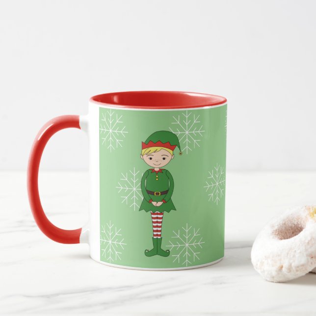 Taza illusima Elf Boy Navidades Snowflakes Light Green (Con donut)