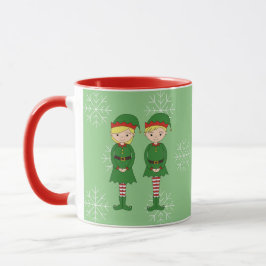 Taza illusima Elf Niños Navidad Copos de Nieve Verde Cl