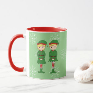 Taza illusima Elf Niños Navidad Copos de Nieve Verde Cl