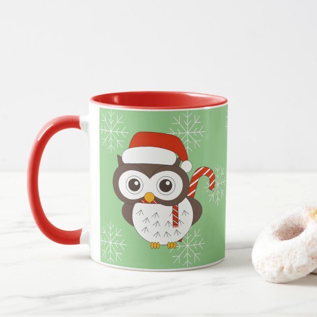 Taza illusima Sr Búho Copos de Nieve Navidad Verde Clar (Con donut)