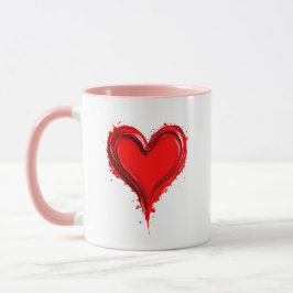 Taza Illustration artistique d’un cœur rouge éclatant.