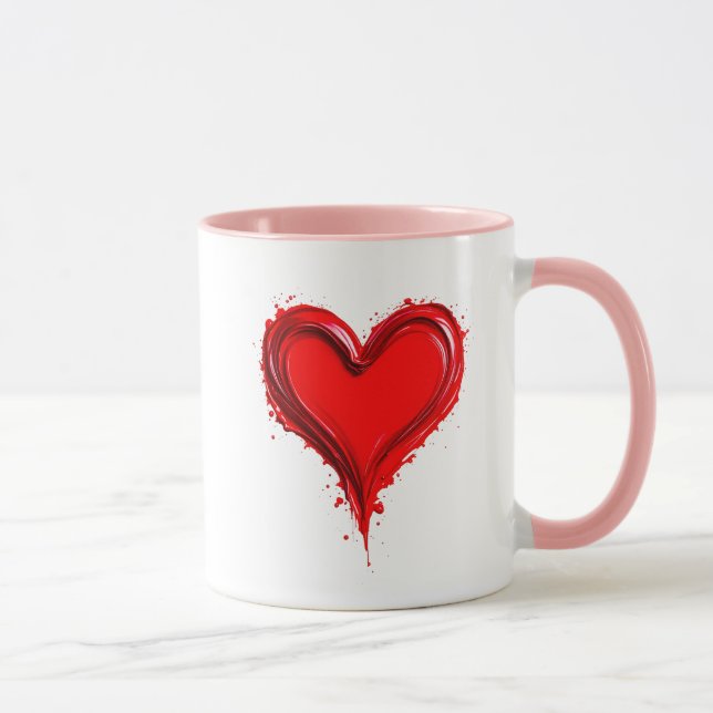 Taza Illustration artistique d’un cœur rouge éclatant. (Derecha)