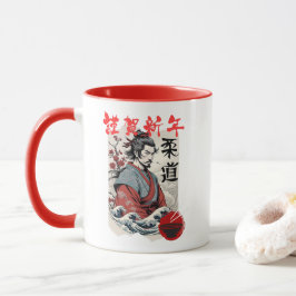 Taza Illustration of Samurai with Japanese Stamp
