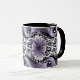 Taza Ilusión de Lila Arte Floral Abstracto Fractal Fant
