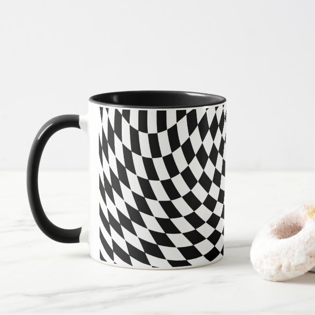 Taza Ilusión óptica en blanco y negro con control ondul (Con donut)