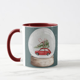 Taza ilustracion acuarela de un globo de nieve de Navid