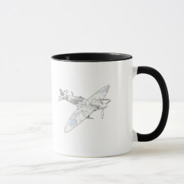 Taza Ilustracion aéreo de bomberos de la Segunda Guerra