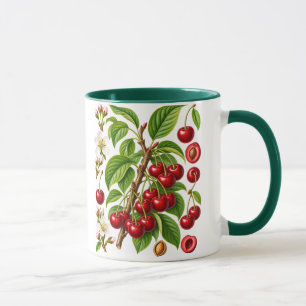 Taza Ilustración Botánica Vintage de Cereza