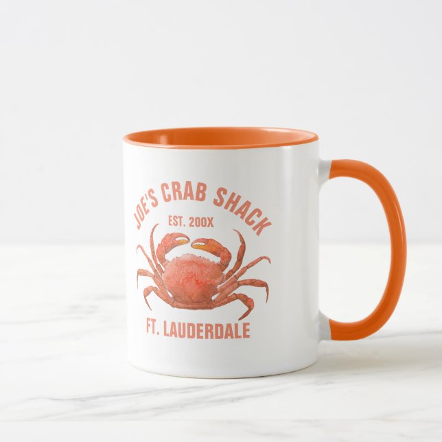 Taza Ilustracion Cute Coral-Red Crab (Derecha)