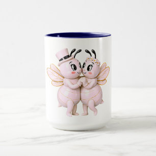 Taza Ilustración de abeja romántica afecto