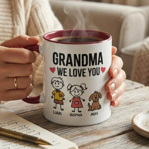 Taza Ilustración de Abuela Nosotros Te Amamos Niños Fam