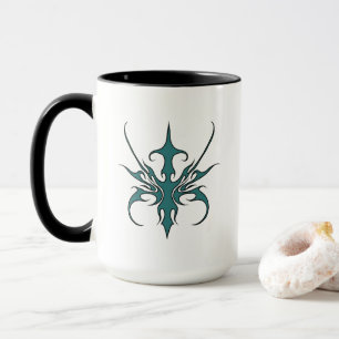 Taza Ilustración de arte de línea tribal de aguamarina