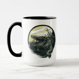 Taza Ilustración de Arte de Pantano de Cocodrilo Feroz