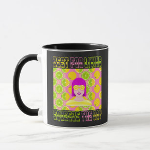 Taza Ilustración de arte pop de cítricos con Exprime el