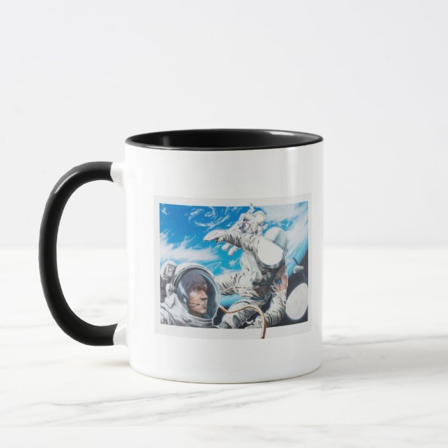 Taza Ilustracion de astronautas americanos en espacio (Izquierda)