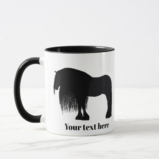 Taza Ilustracion de caballo frisón personalizado (Izquierda)