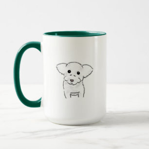 Taza Ilustración de cachorro blanco adorable dibujada a
