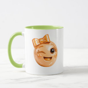 Taza Ilustración de Cara de Emoji Guiñando