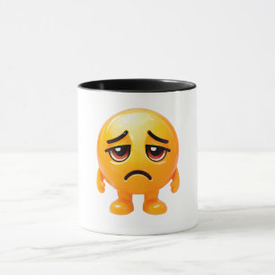 Taza Ilustración de cara sonriente amarilla triste