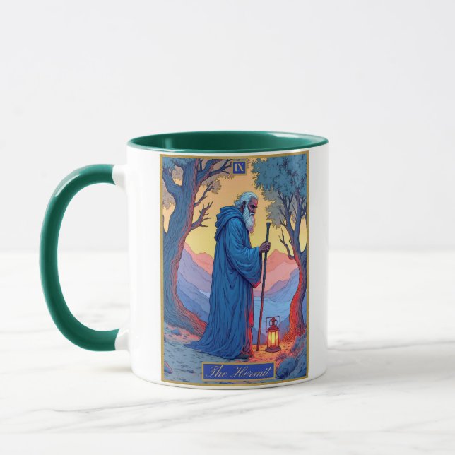 Taza Ilustración de carta de tarot, El Ermitaño (Izquierda)