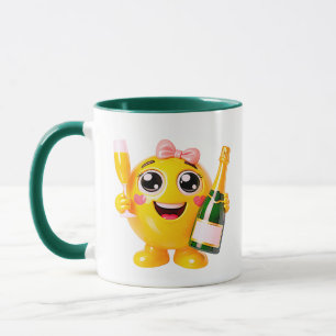 Taza Ilustración de celebración de Emoji de porcelana s