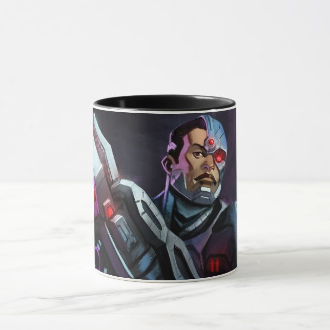 Taza Ilustracion de ciborg de crisis infinita (Centro)
