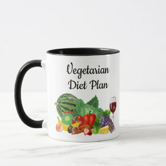 Taza Ilustracion de color del plan de dieta vegetariana