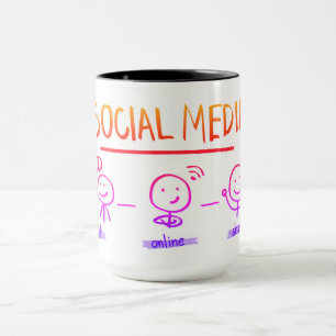 Taza Ilustracion de concepto de medios sociales café ta