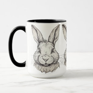 Taza Ilustracion de conejo estético vintage