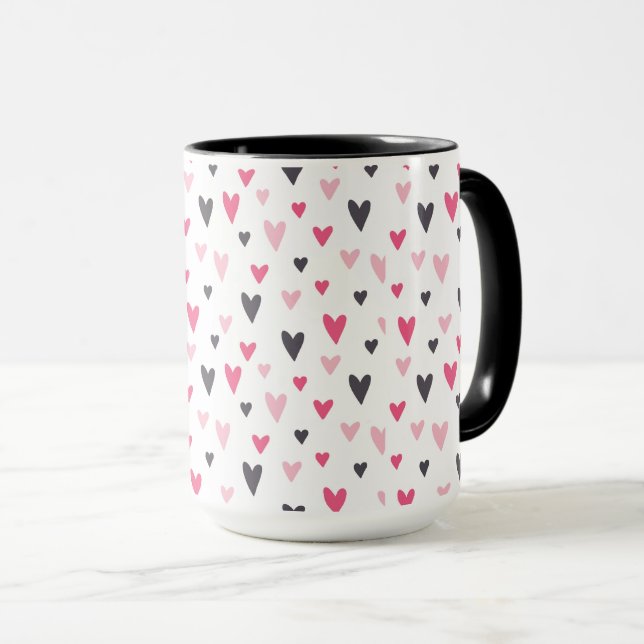 Taza Ilustración de Corazones Arte (Anverso derecho)