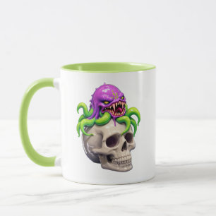 Taza Ilustración de cráneo de monstruo tentacular brill