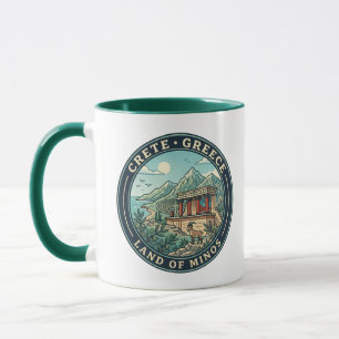 Taza Ilustración de Creta Grecia Arte de Viaje Insignia
