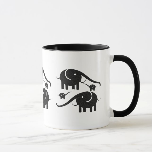 Taza Ilustracion de cuero negro como elefante (Derecha)