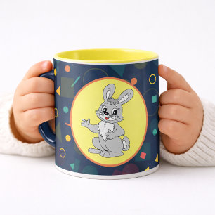 Taza Ilustración de dibujos animados de conejito lindo
