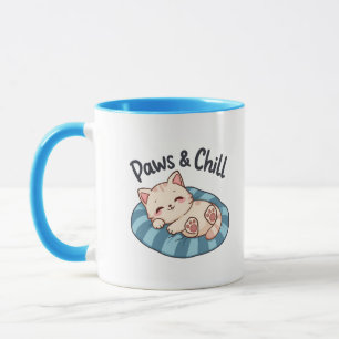 Taza Ilustración de dibujos animados de gato Paws & Chi