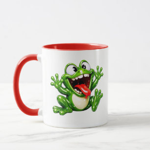 Taza Ilustración de dibujos animados de rana divertida